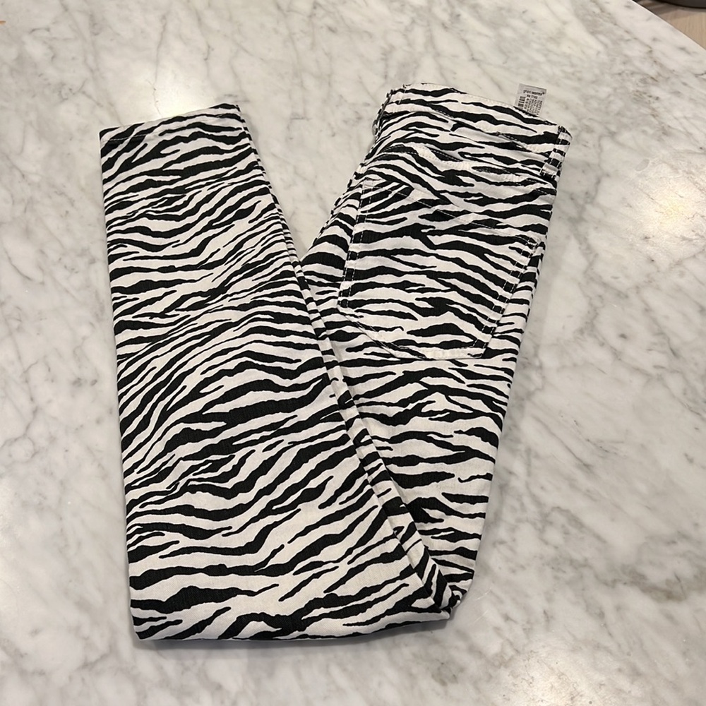 Zara trafaluc denim collection zebra 🔥 pants sz 6 nwt - Picture 7 of 7